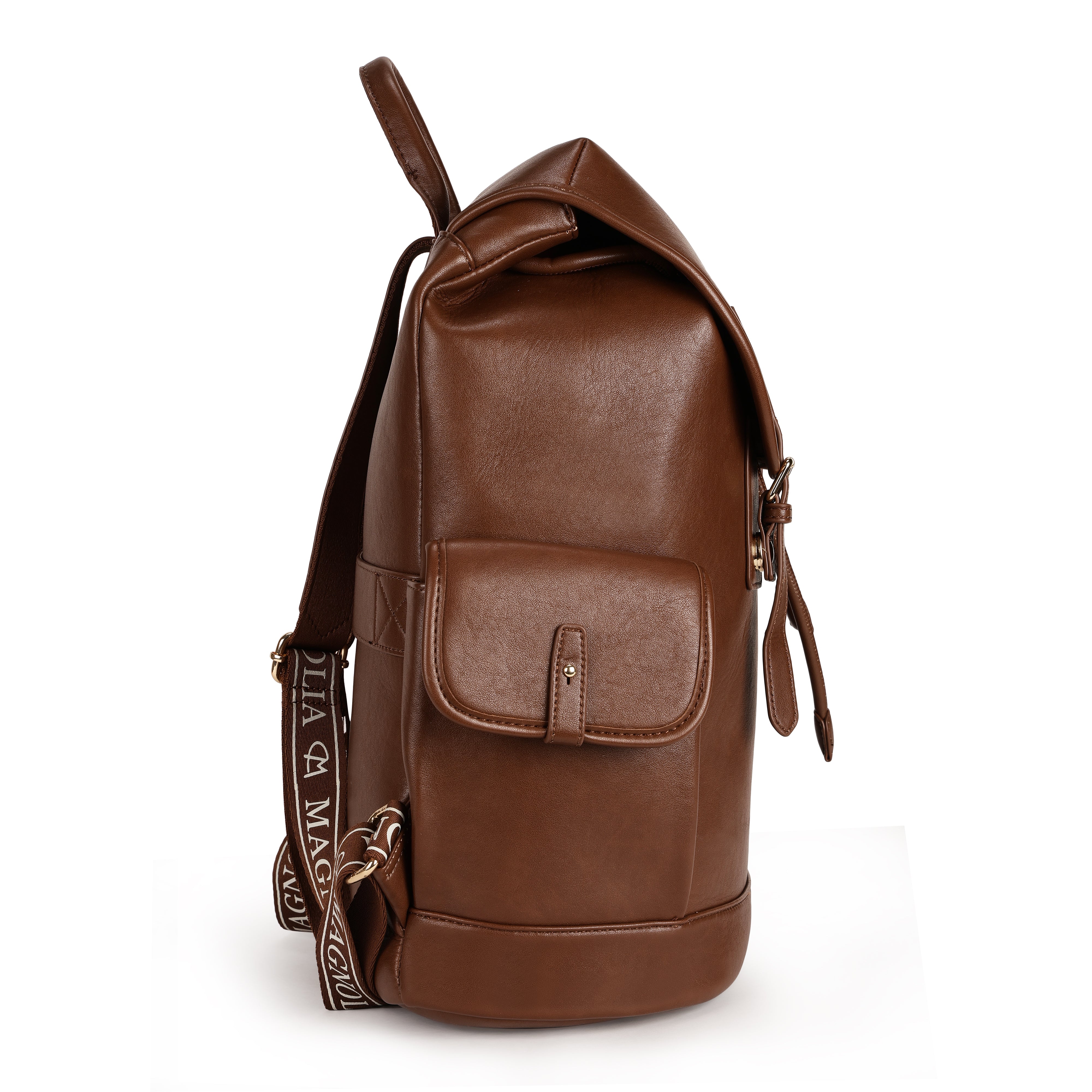 Magnolia PU Leather  Brown Backpack