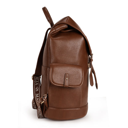 Magnolia PU Leather  Brown Backpack