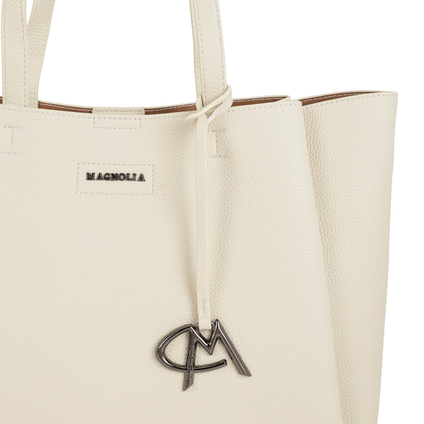 Magnolia PU Leather Women Beige Tote Bag
