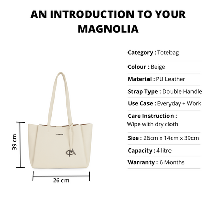 Magnolia PU Leather Women Beige Tote Bag