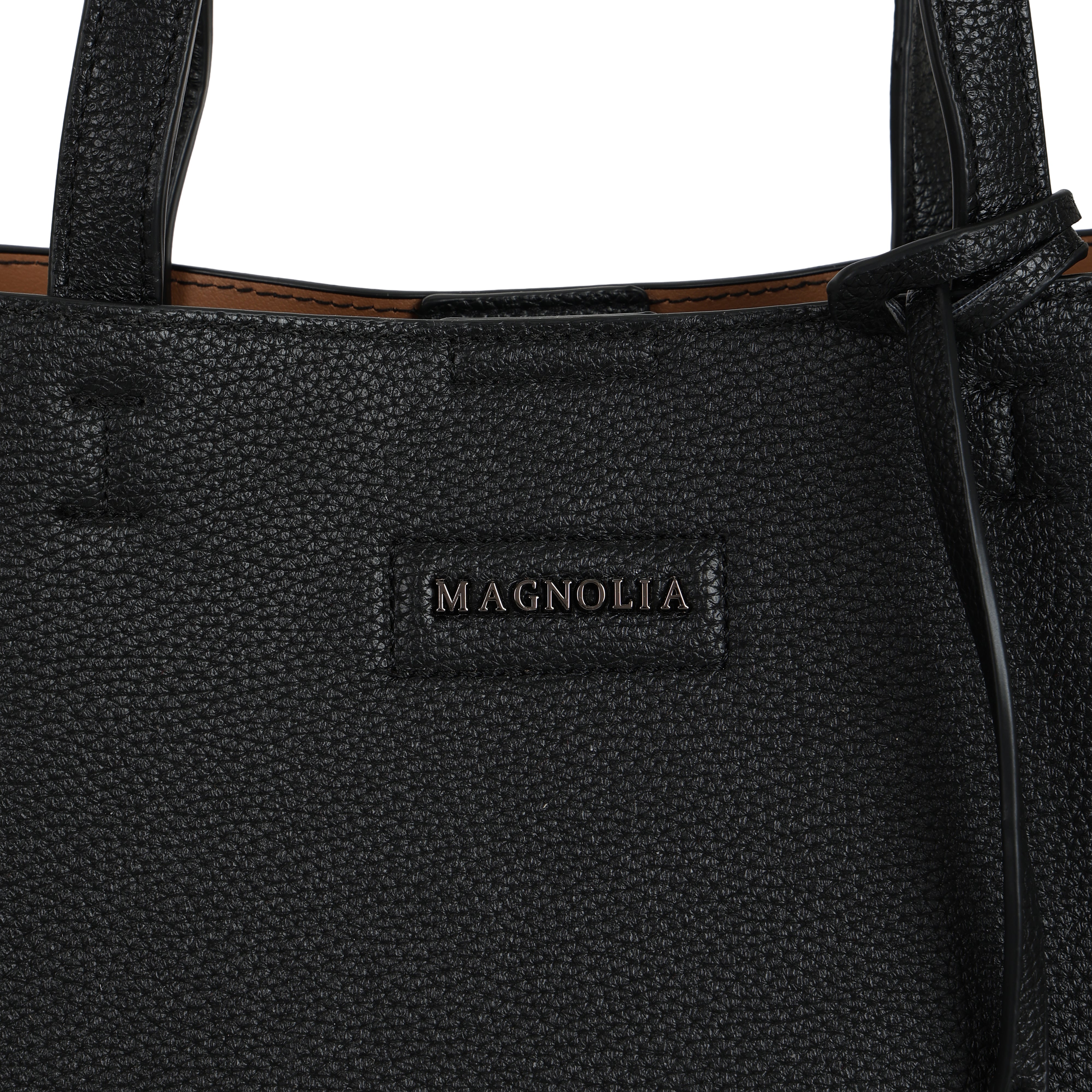 Magnolia PU Leather Women Black Tote Bag