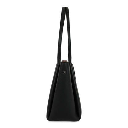 Magnolia PU Leather Women Black Tote Bag