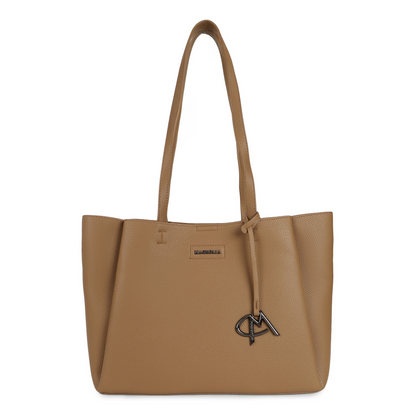Magnolia PU Leather Women Brown Tote Bag