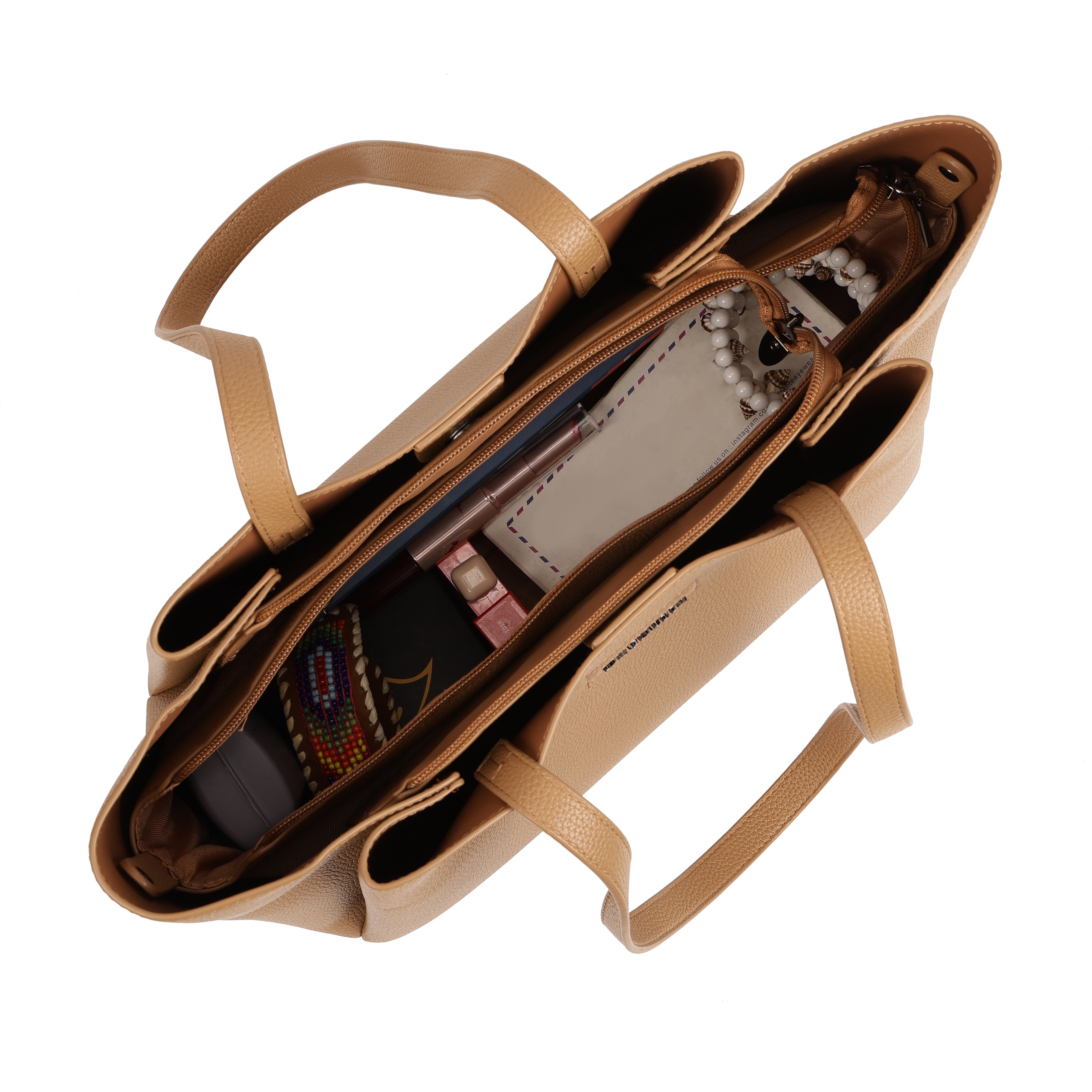 Magnolia PU Leather Women Brown Tote Bag