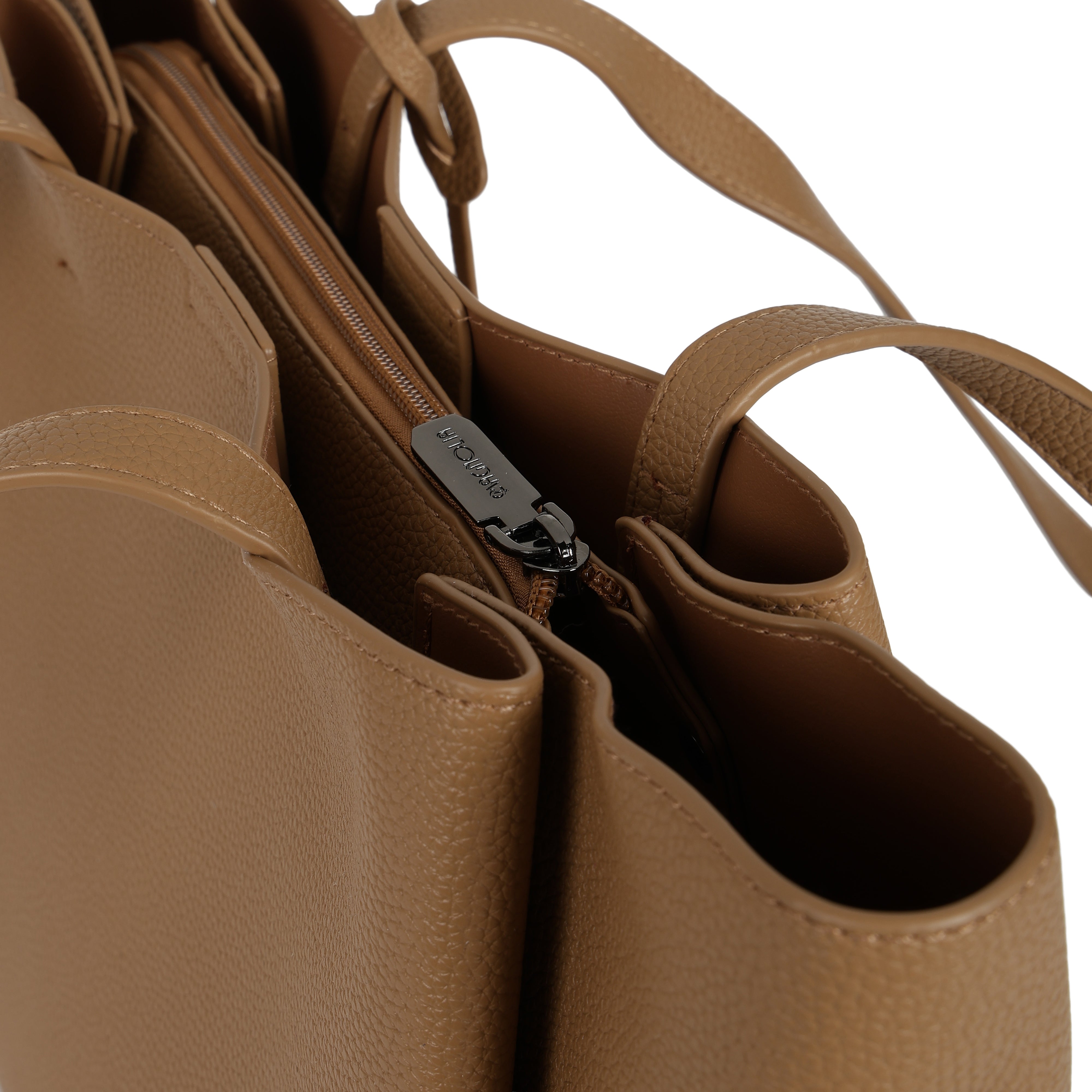 Magnolia PU Leather Women Brown Tote Bag