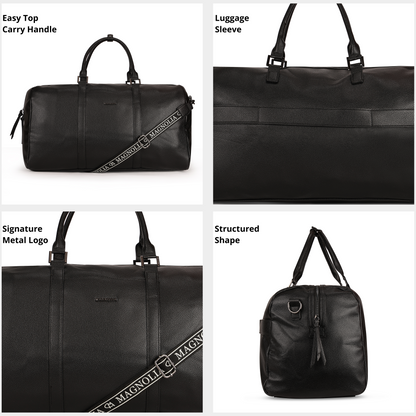 Magnolia PU Leather  Black Duffle Bag