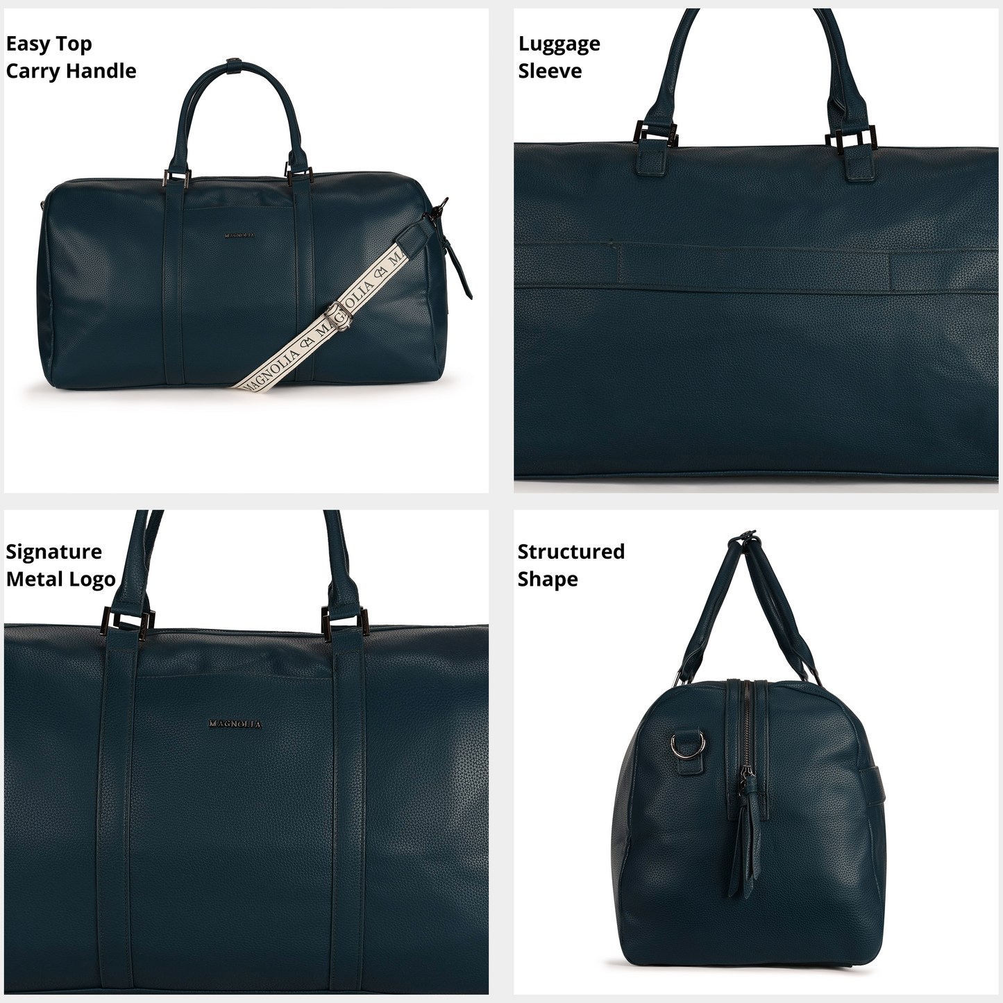 Magnolia PU Leather  Blue Duffle Bag
