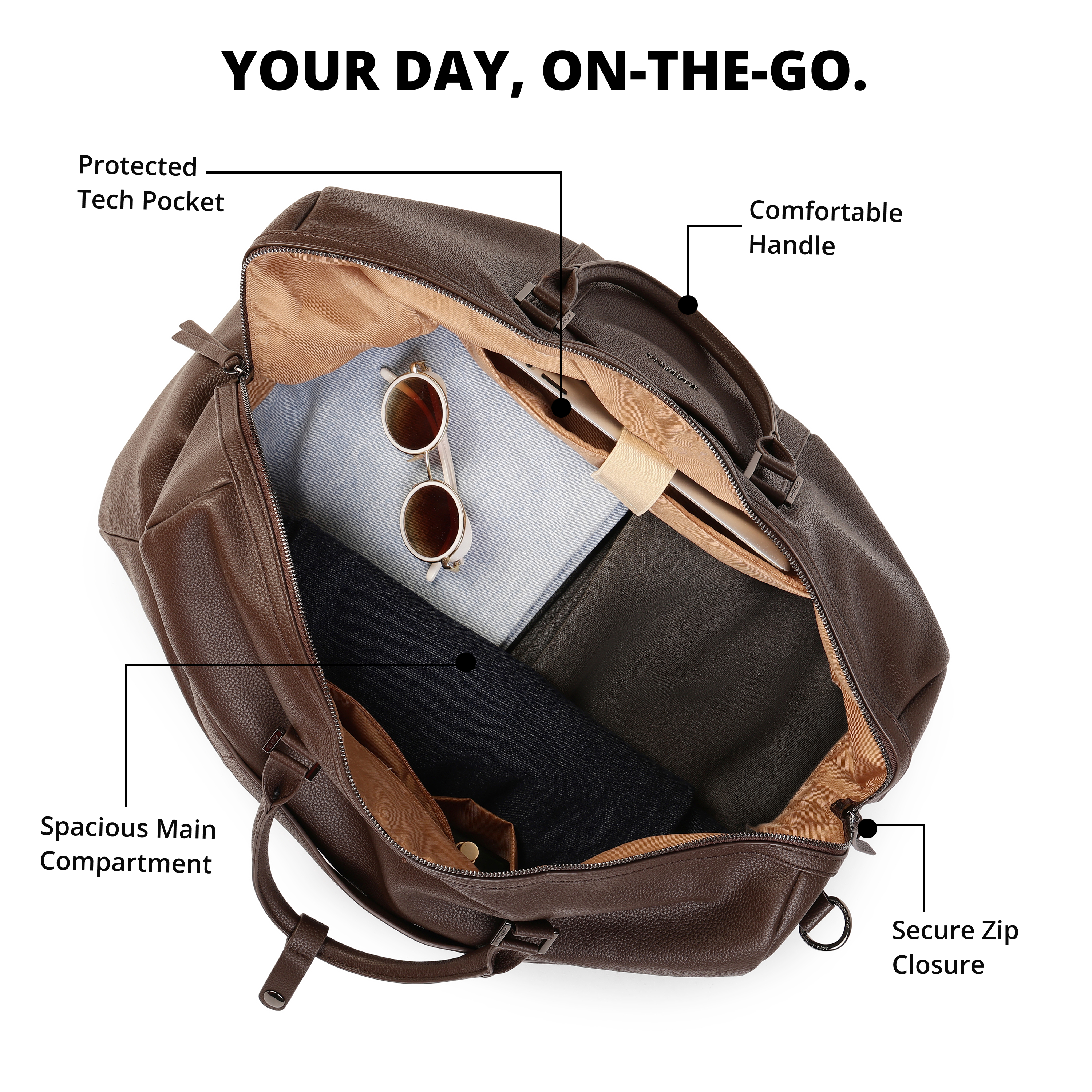 Magnolia PU Leather  Coffee Duffle Bag