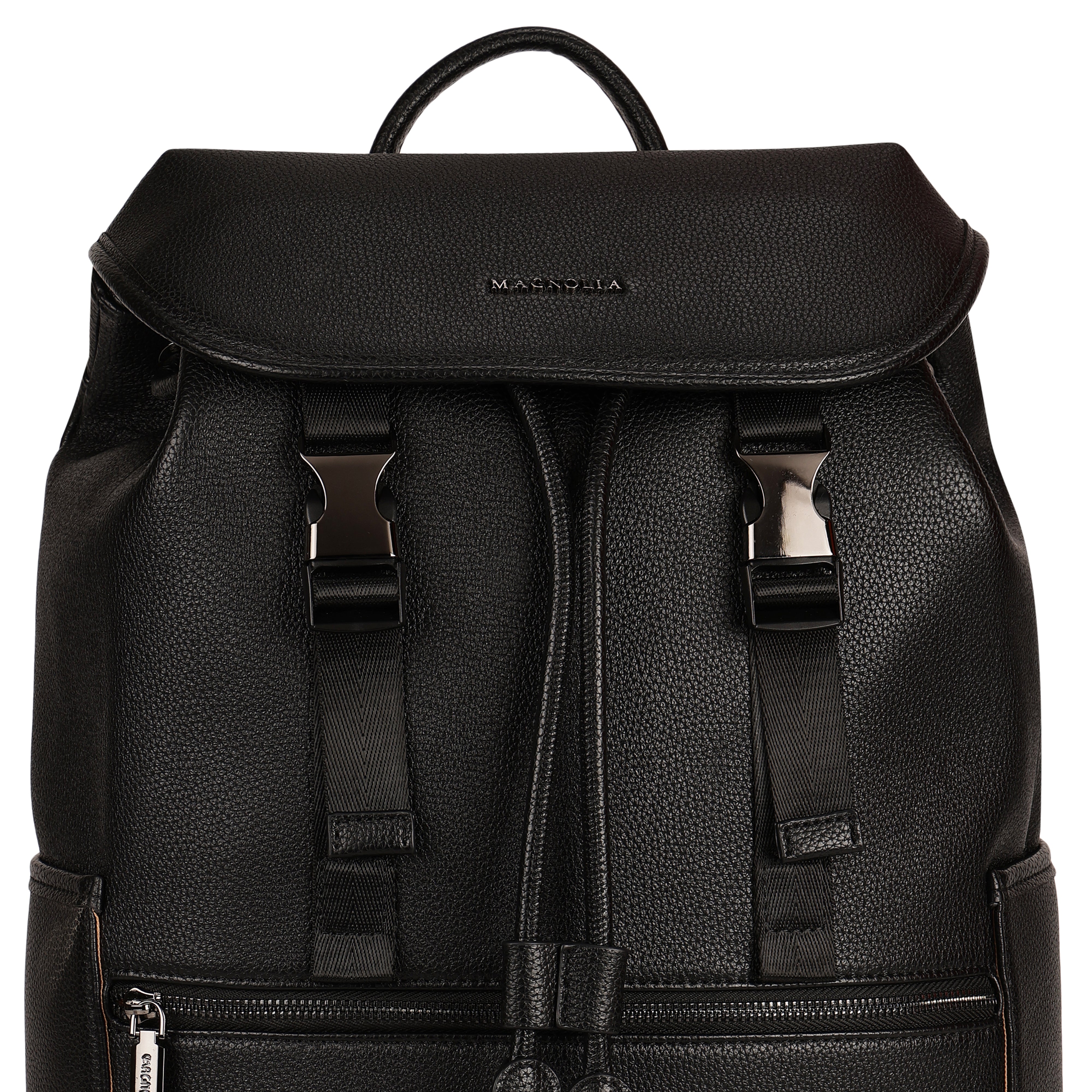 Magnolia PU Leather  Black Backpack