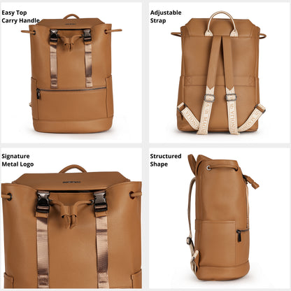Magnolia PU Leather  Brown Backpack