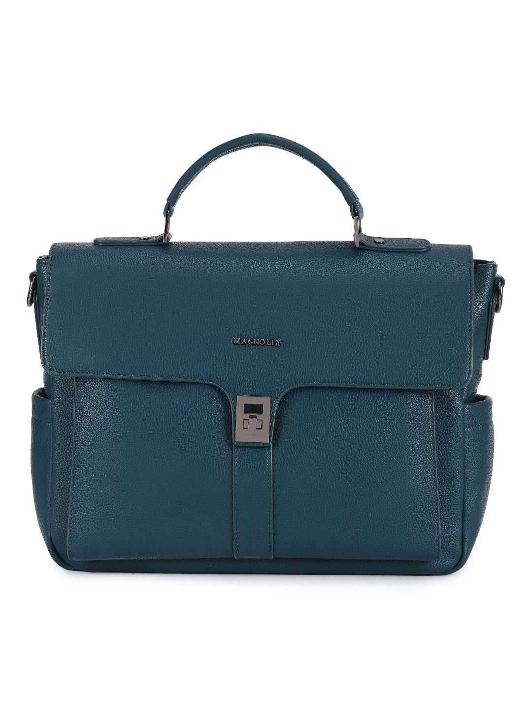 Magnolia Blue PU Leather Solid One Size Women Laptop Bag