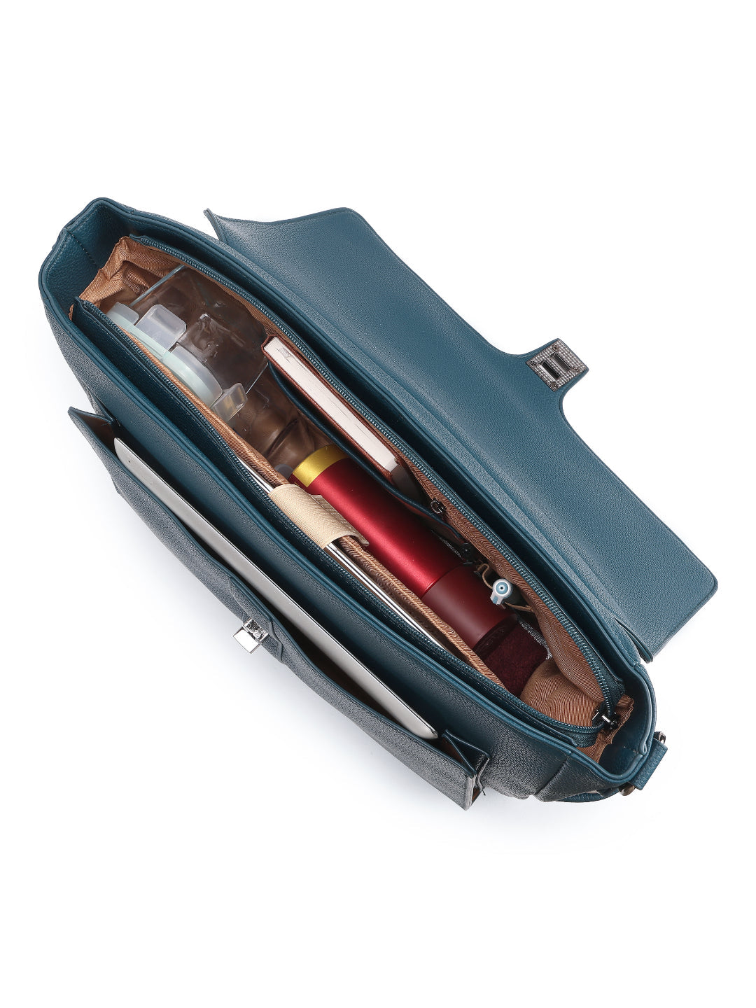 Magnolia Blue PU Leather Solid One Size Women Laptop Bag