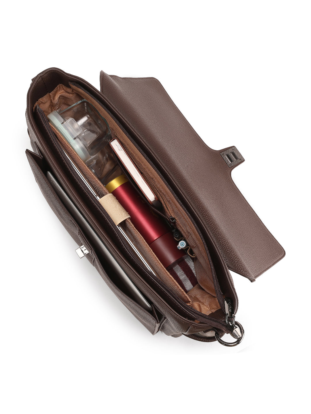 Magnolia Coffee PU Leather Solid One Size Women Laptop Bag