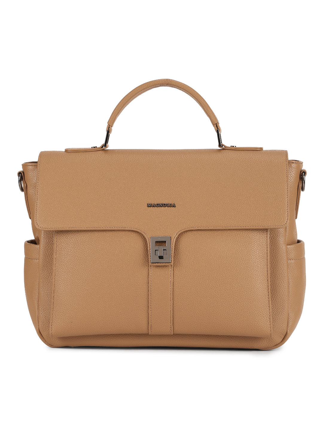 Magnolia Khaki PU Leather Solid One Size Women Laptop Bag