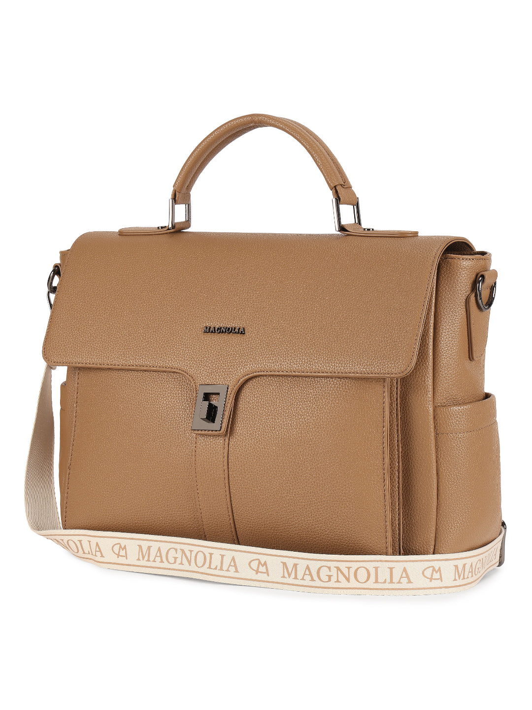 Magnolia Khaki PU Leather Solid One Size Women Laptop Bag