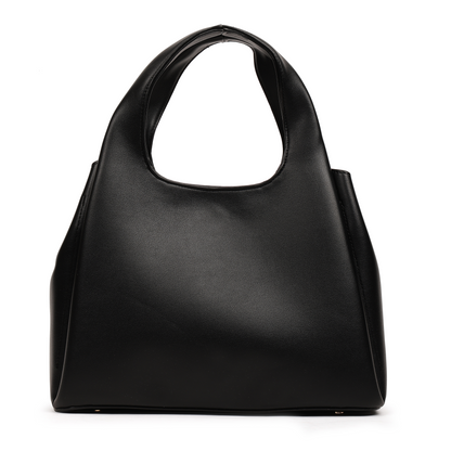 Magnolia PU Leather Women Embroidered Black Shoulder Bag