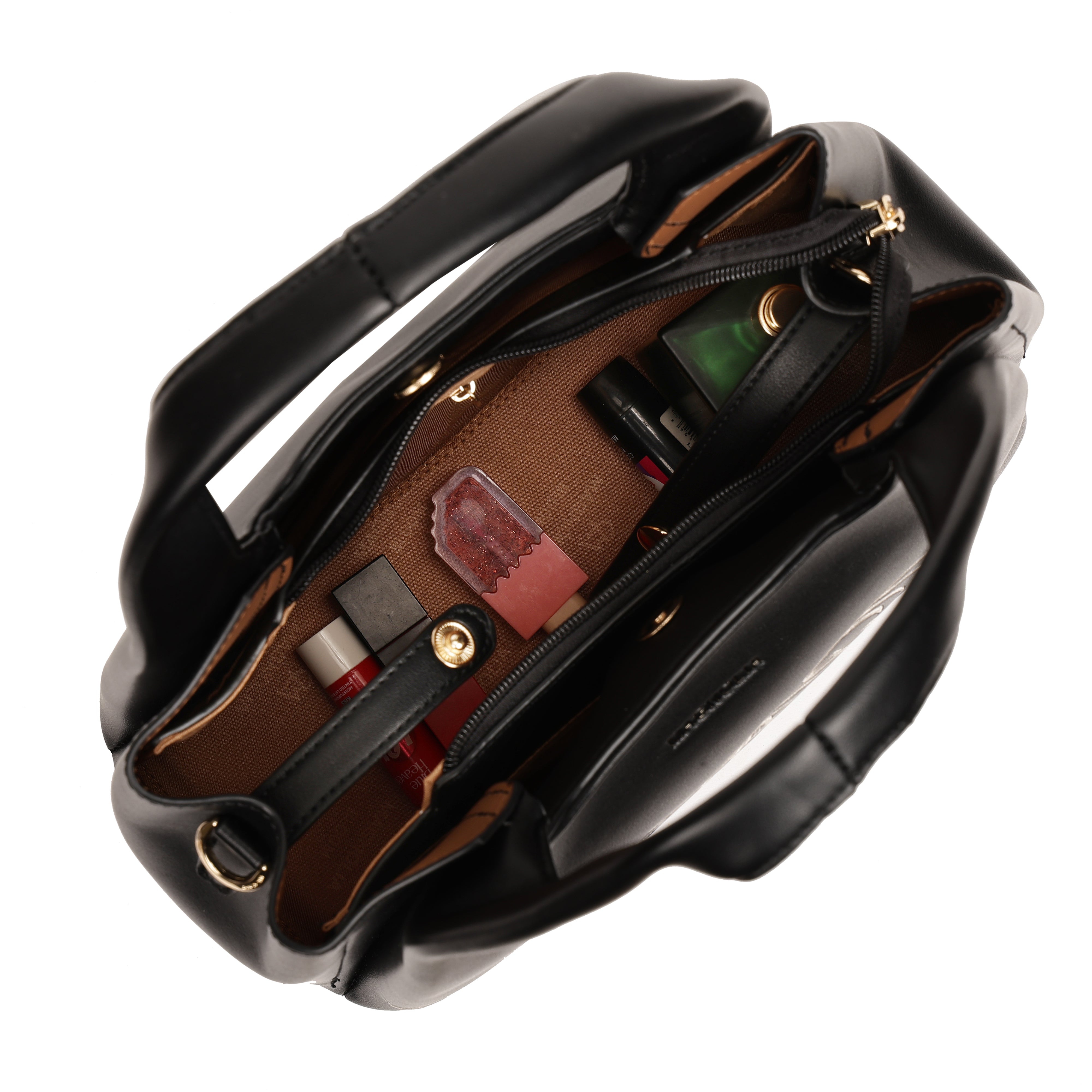 Magnolia PU Leather Women Embroidered Black Shoulder Bag