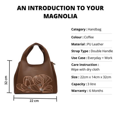 Magnolia PU Leather Women Embroidered Coffee Shoulder Bag