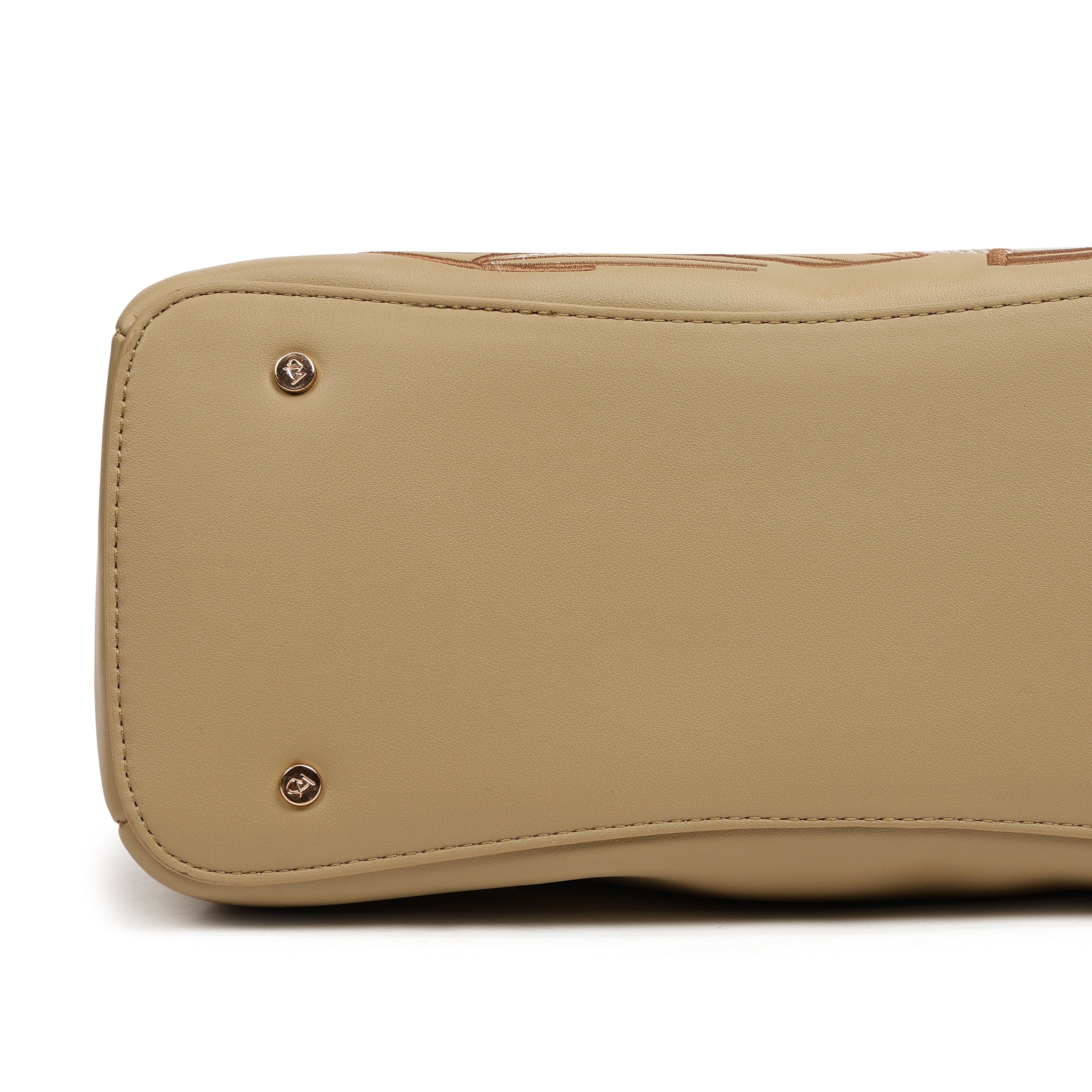 Magnolia PU Leather Women Embroidered Khaki Shoulder Bag