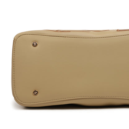 Magnolia PU Leather Women Embroidered Khaki Shoulder Bag
