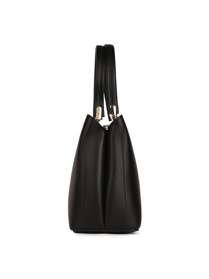 Magnolia Black PU Leather Embroidered One Size Women Tote