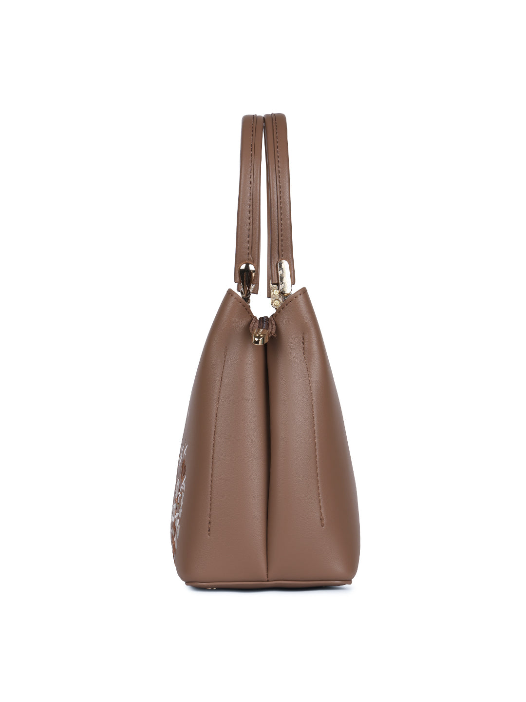 Magnolia Taupe PU Leather Embroidered One Size Women Tote