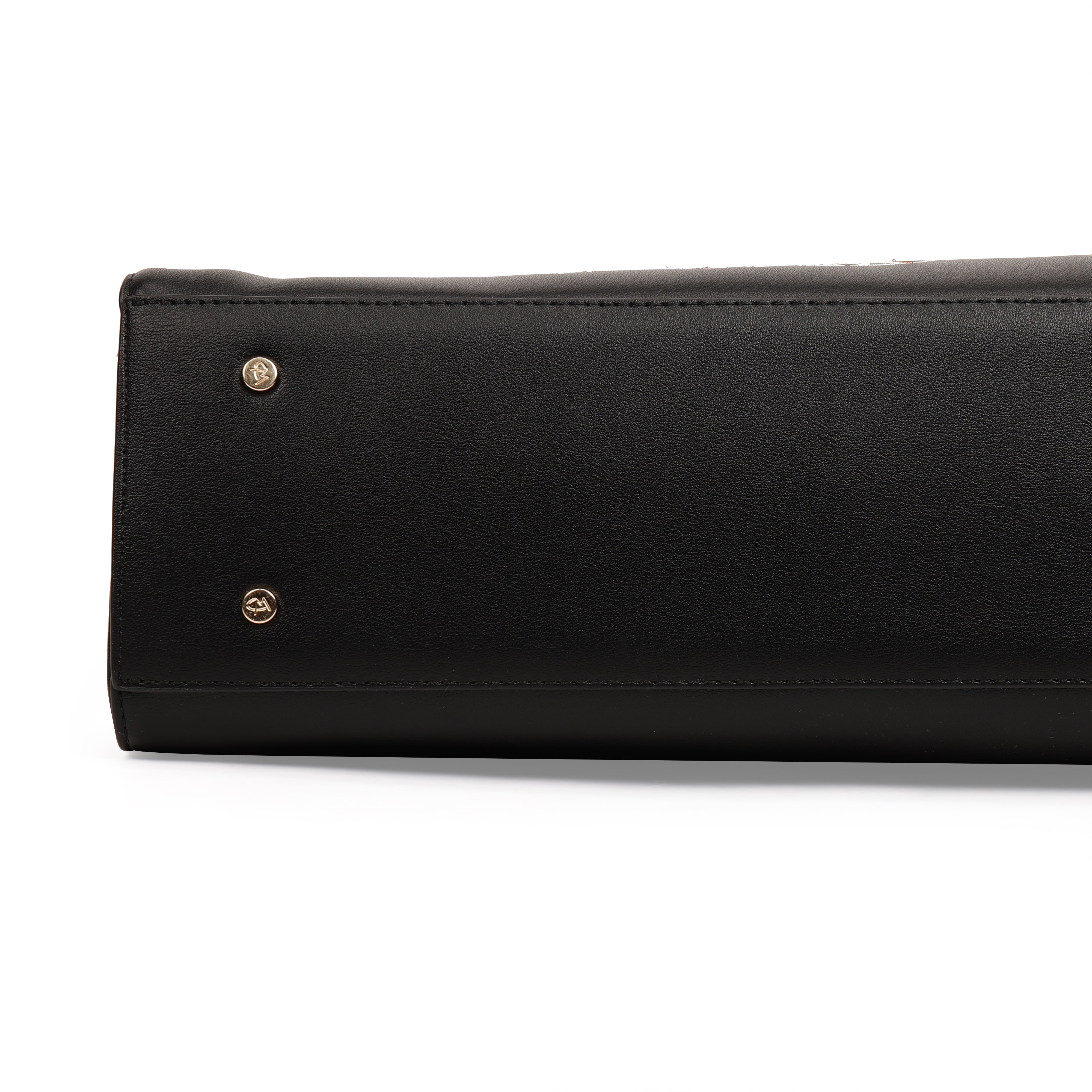 Magnolia PU Leather Women Embroidered Black Shoulder Bag