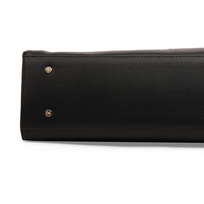Magnolia PU Leather Women Embroidered Black Shoulder Bag