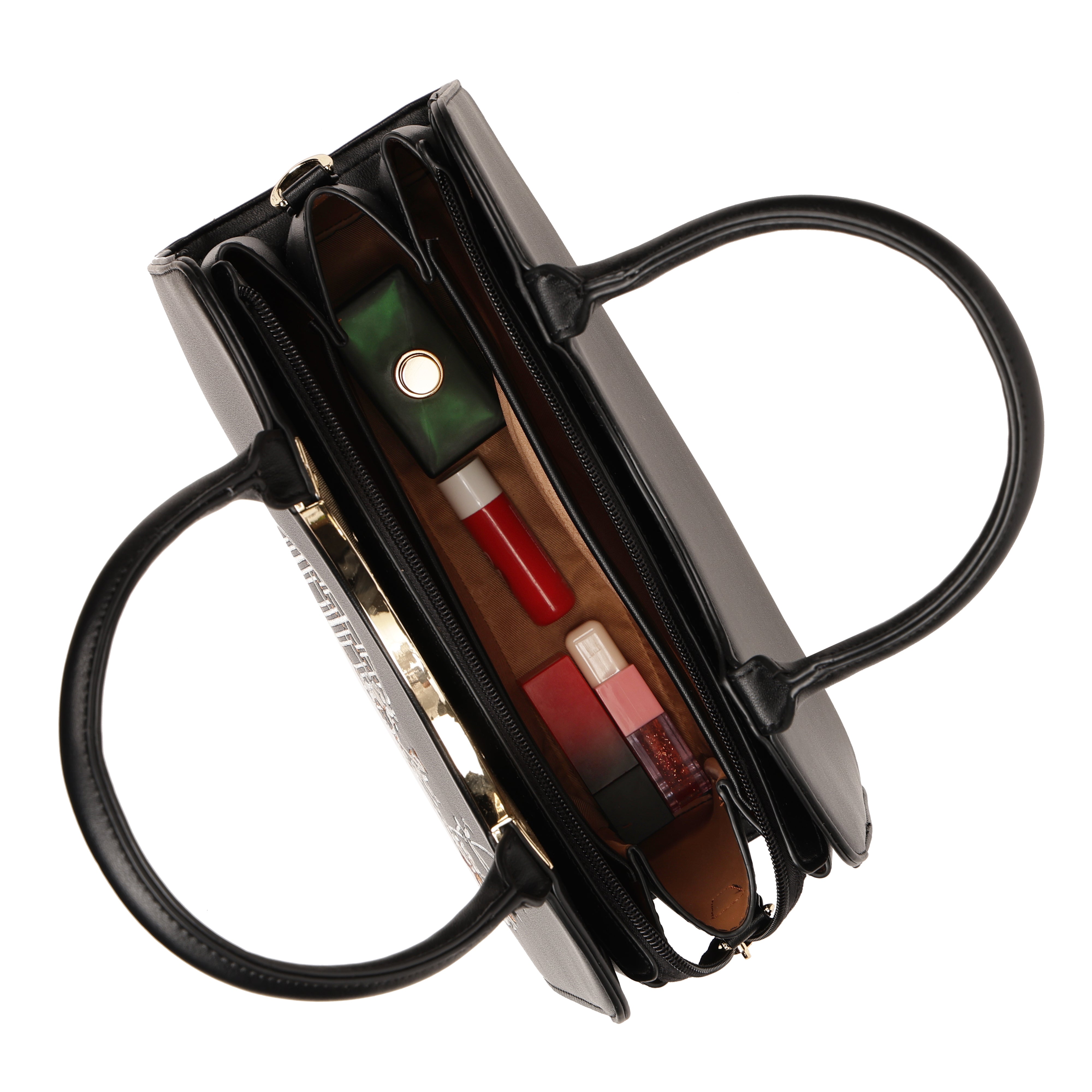 Magnolia PU Leather Women Embroidered Black Shoulder Bag