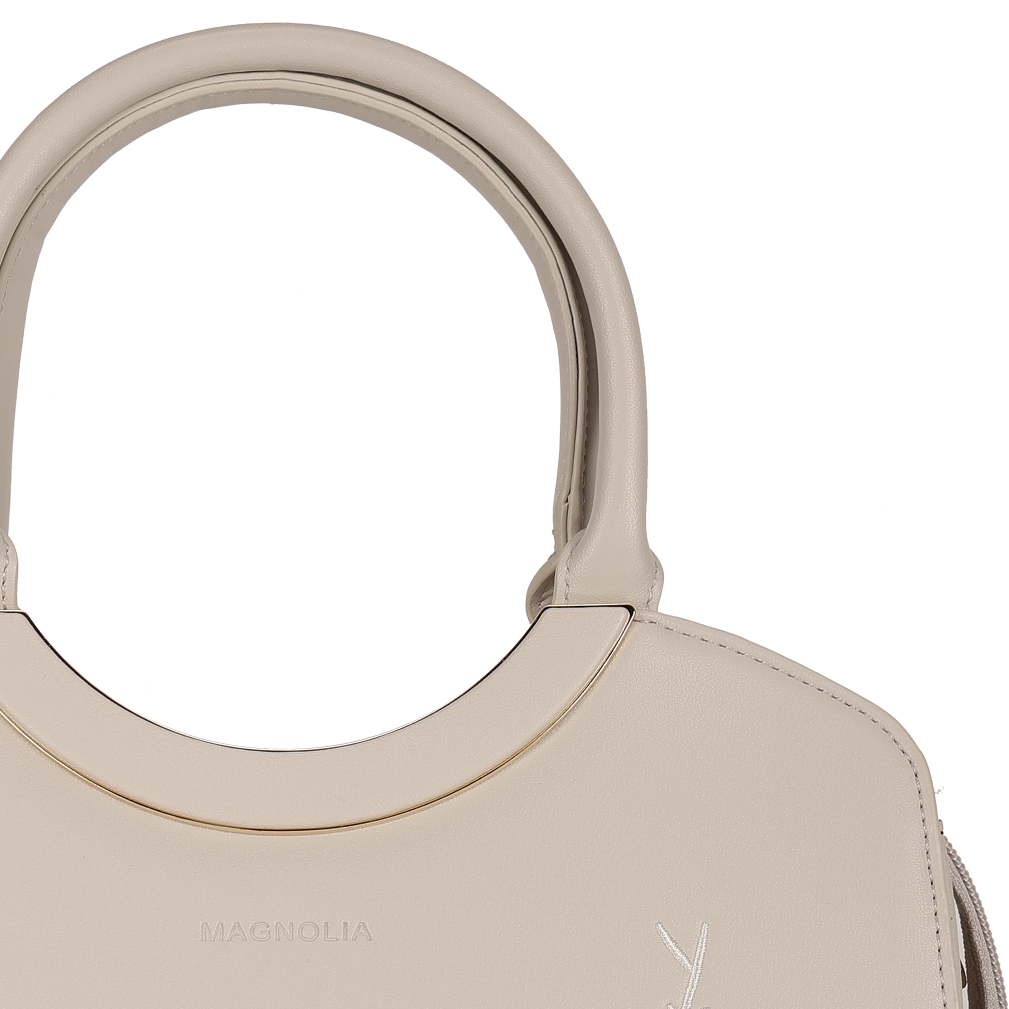 Magnolia PU Leather Women Embroidered Grey Shoulder Bag