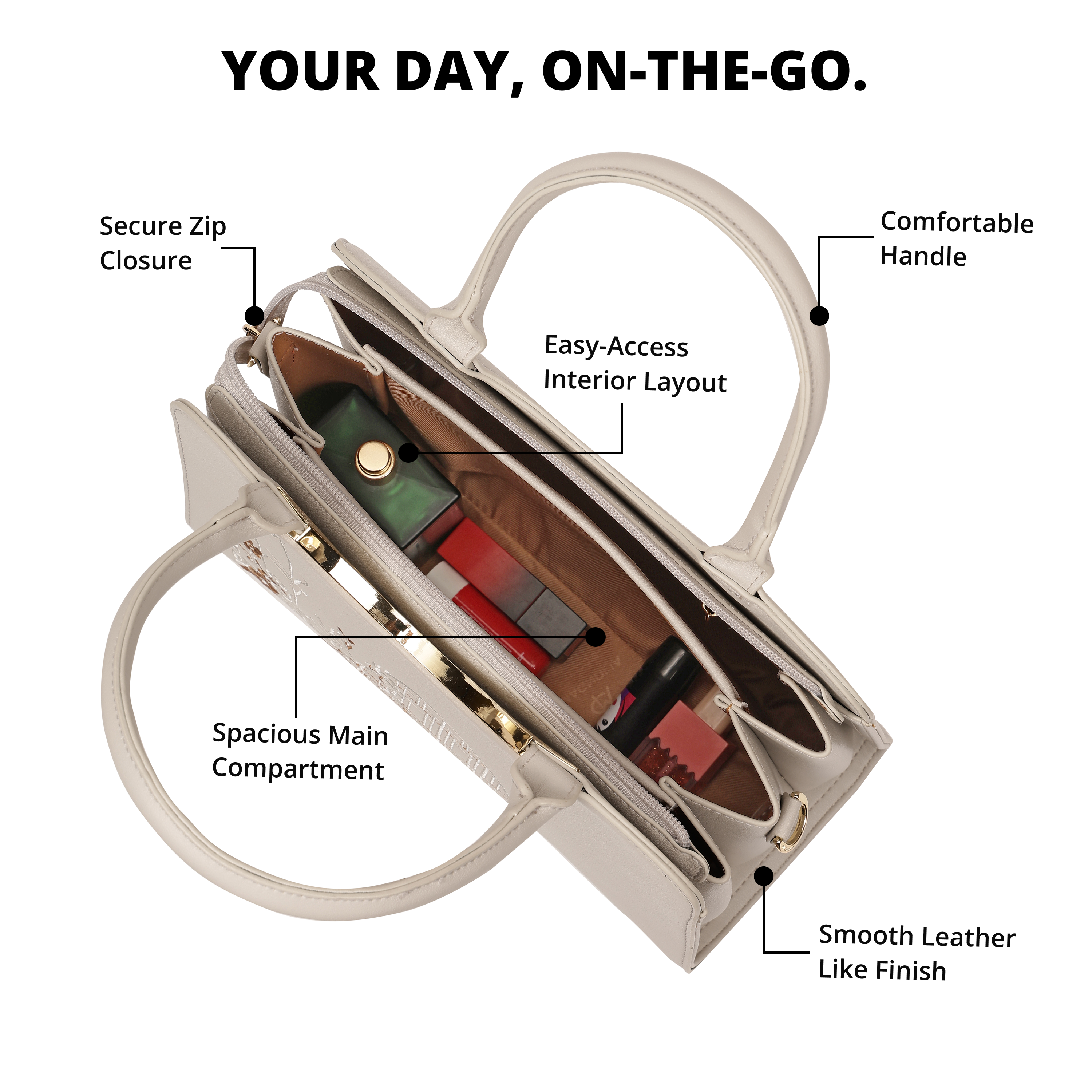 Magnolia PU Leather Women Embroidered Grey Shoulder Bag