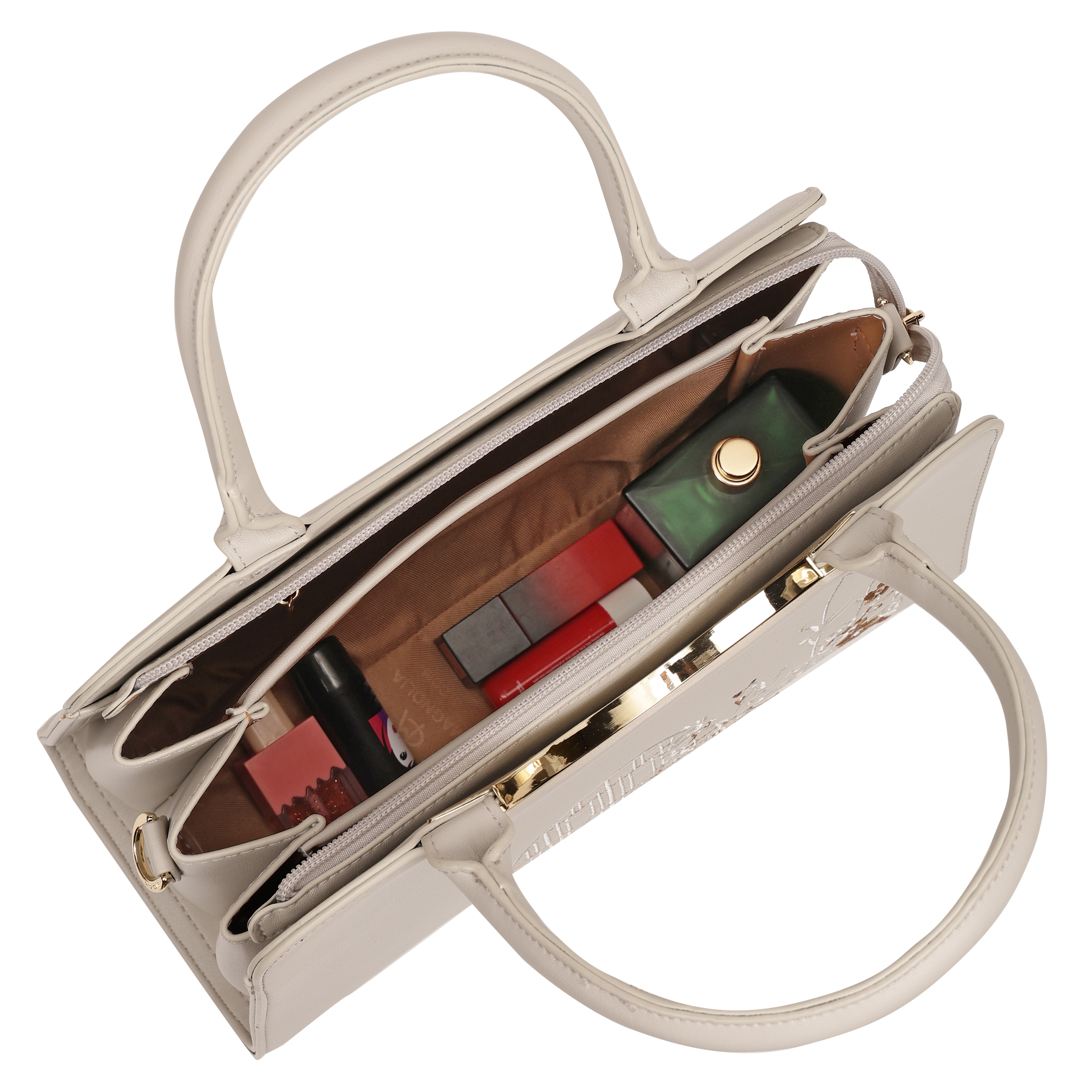 Magnolia PU Leather Women Embroidered Grey Shoulder Bag