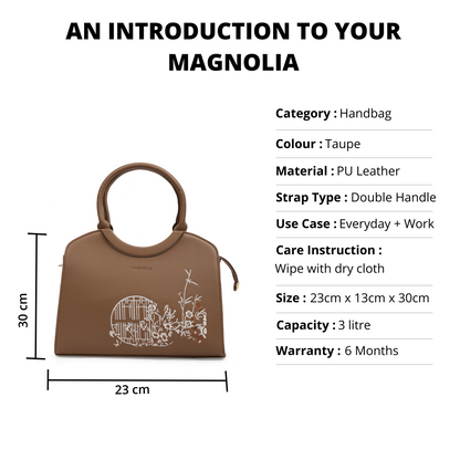 Magnolia PU Leather Women Embroidered Taupe Shoulder Bag