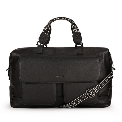 Magnolia PU Leather Women Black Handbag