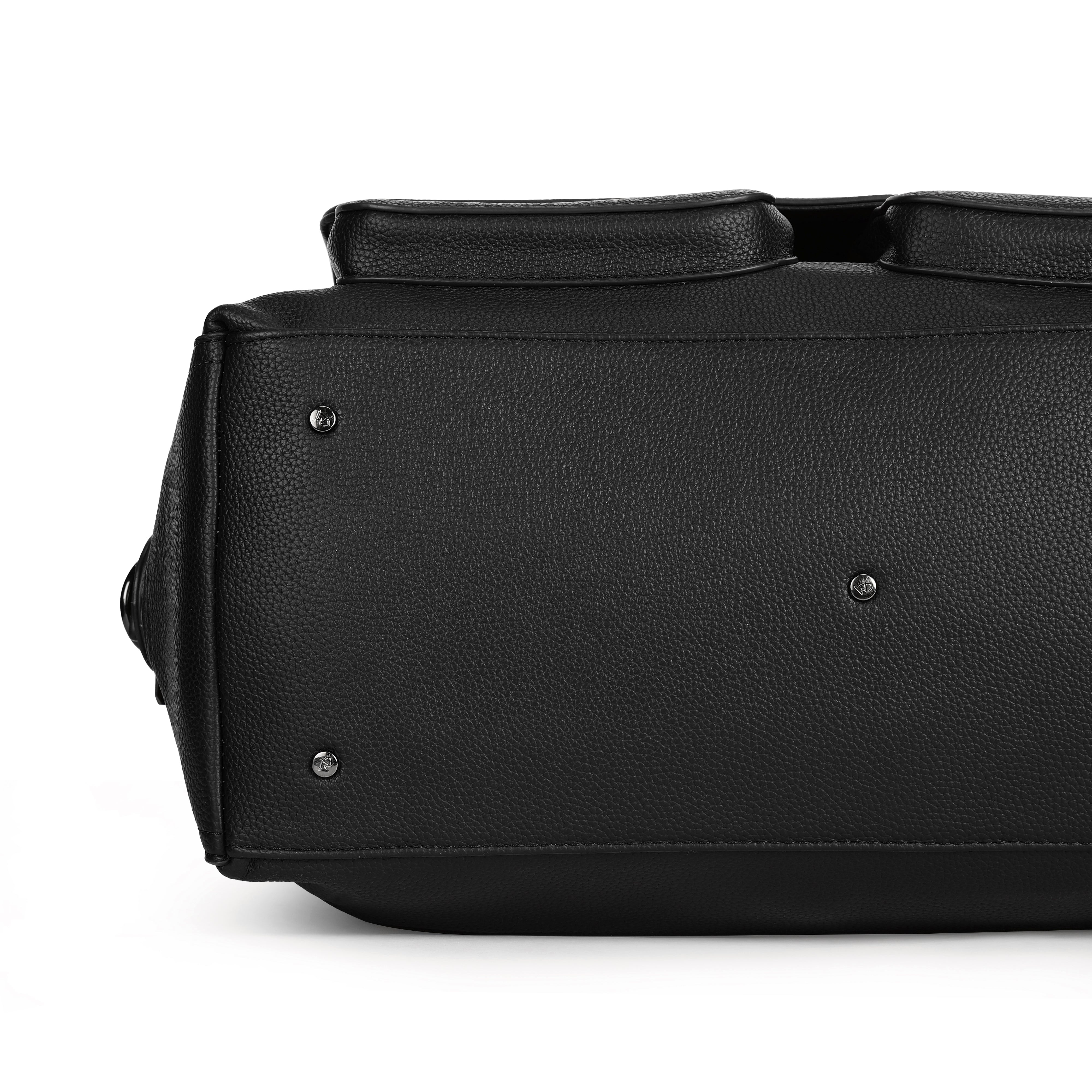 Magnolia PU Leather Women Black Handbag