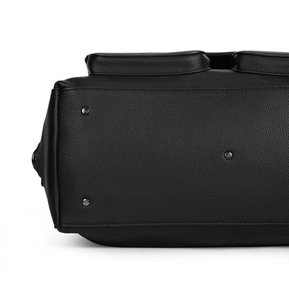 Magnolia PU Leather Women Black Handbag