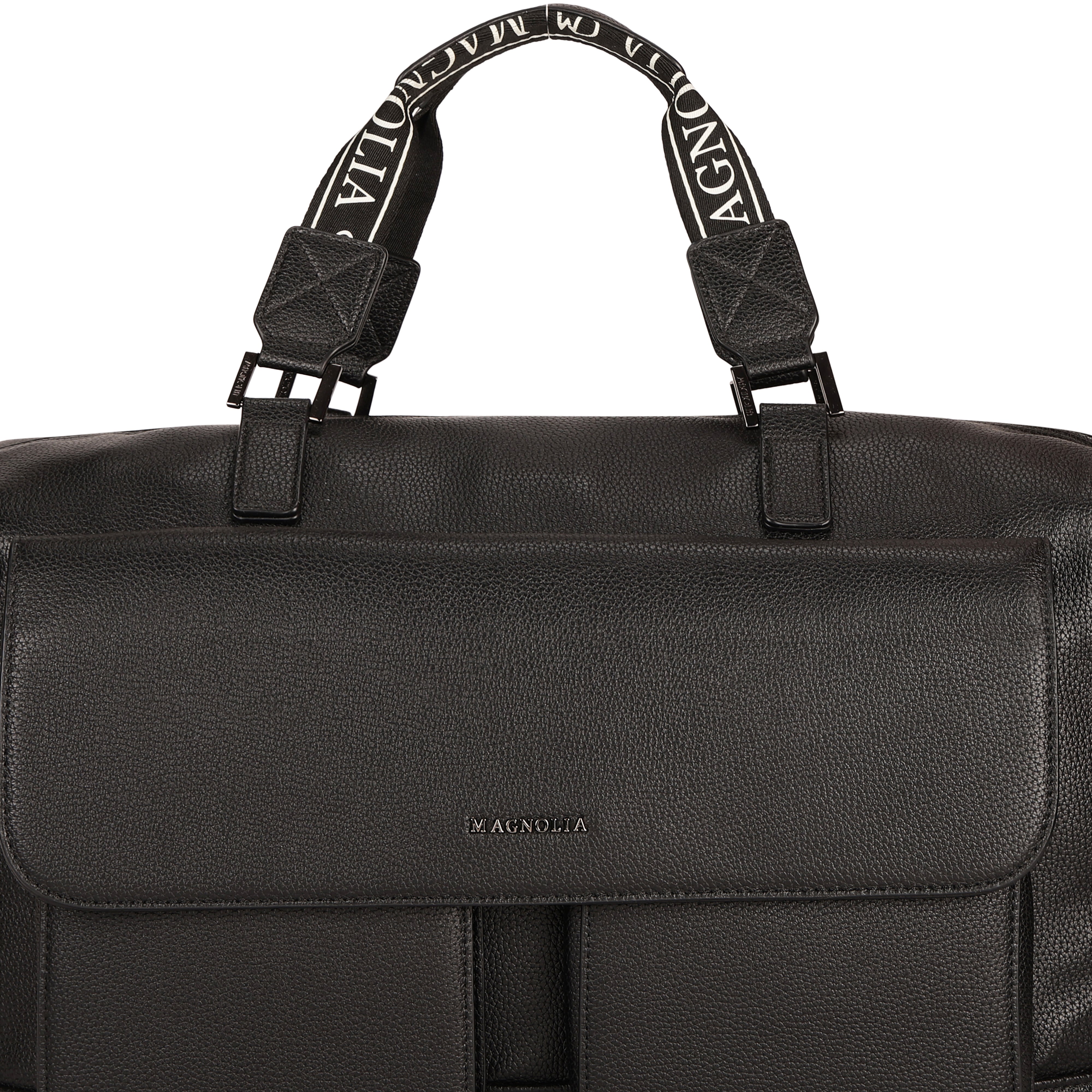 Magnolia PU Leather Women Black Handbag