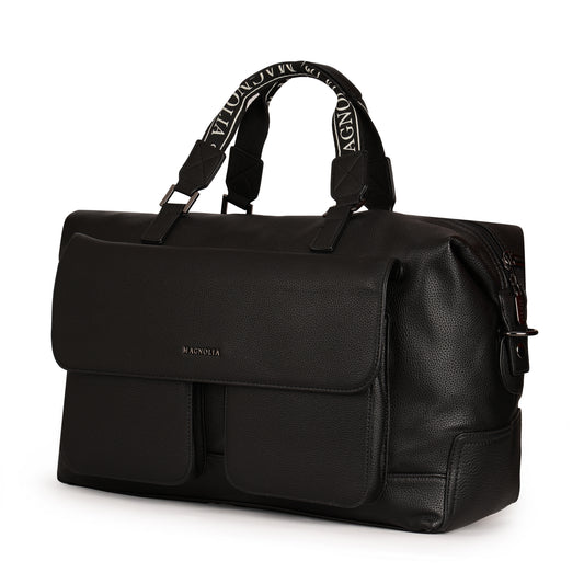 Magnolia PU Leather Women Black Handbag