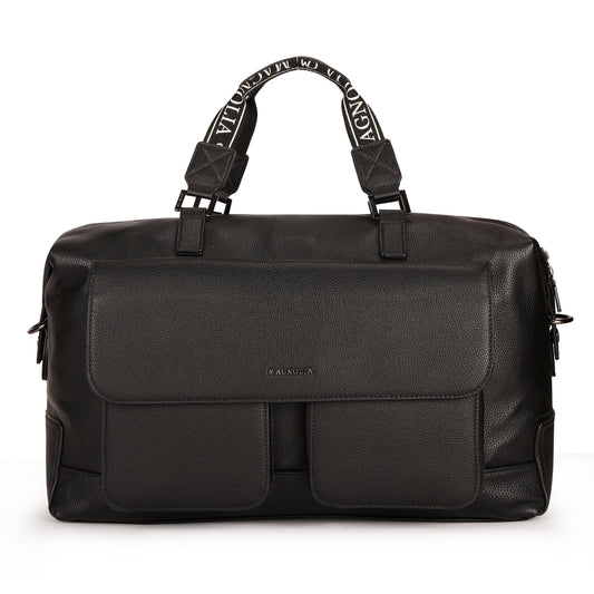 Magnolia PU Leather Women Black Handbag