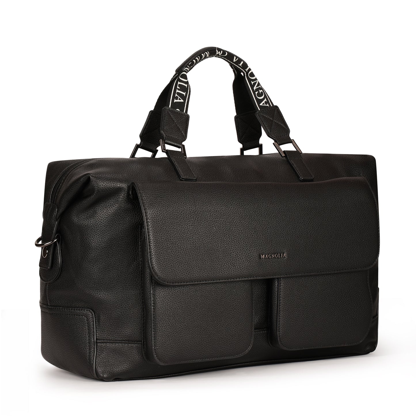 Magnolia PU Leather Women Black Handbag