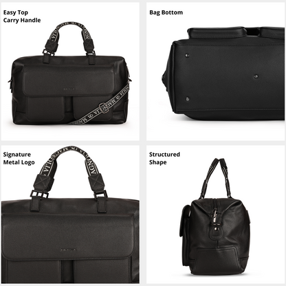 Magnolia PU Leather Women Black Handbag