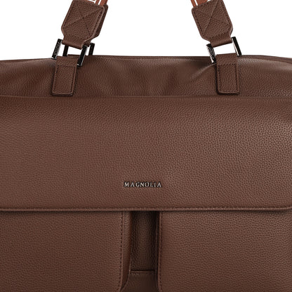 Magnolia PU Leather Women Brown Handbag