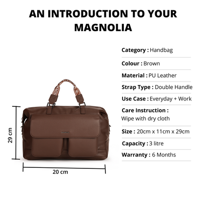 Magnolia PU Leather Women Brown Handbag