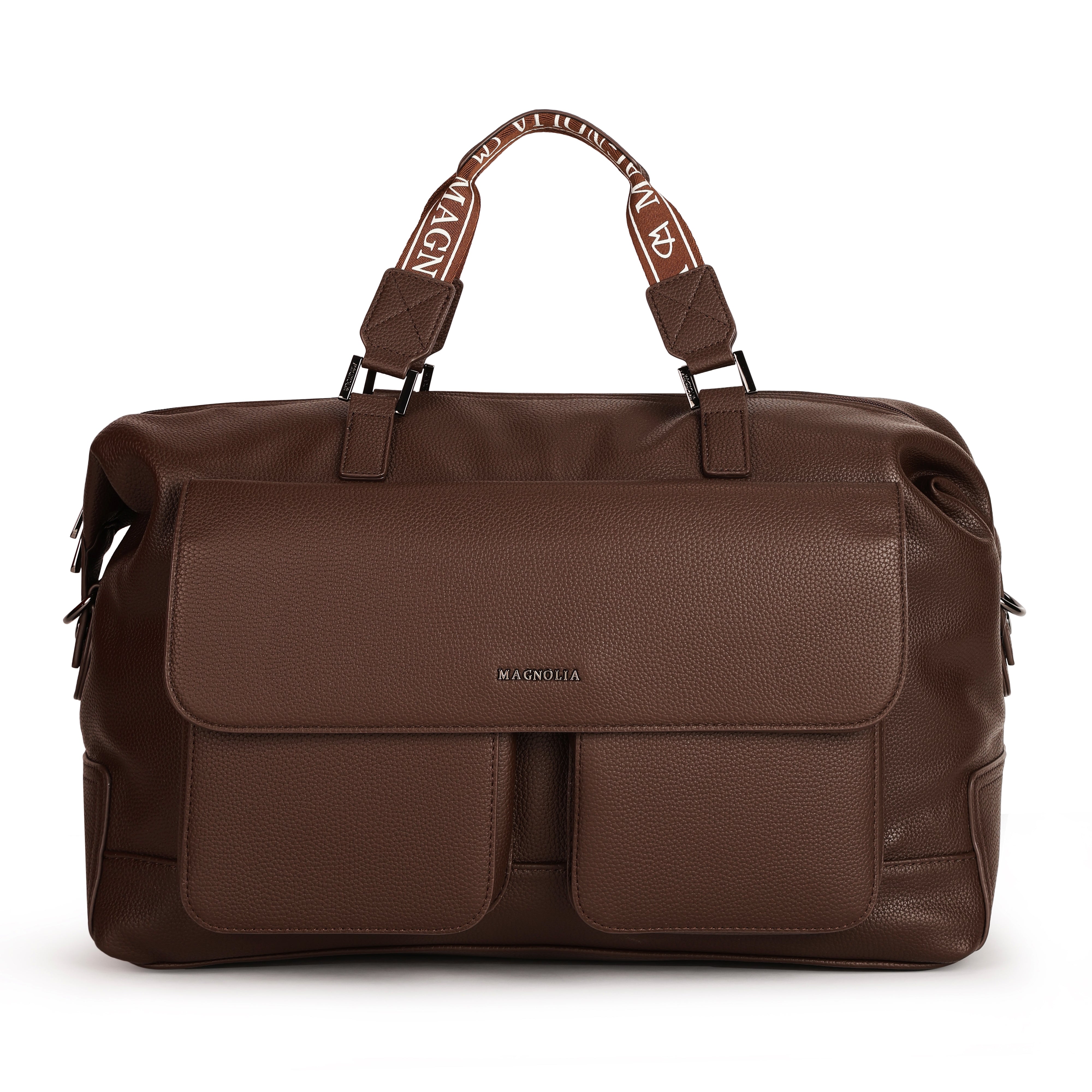 Magnolia PU Leather Women Brown Handbag