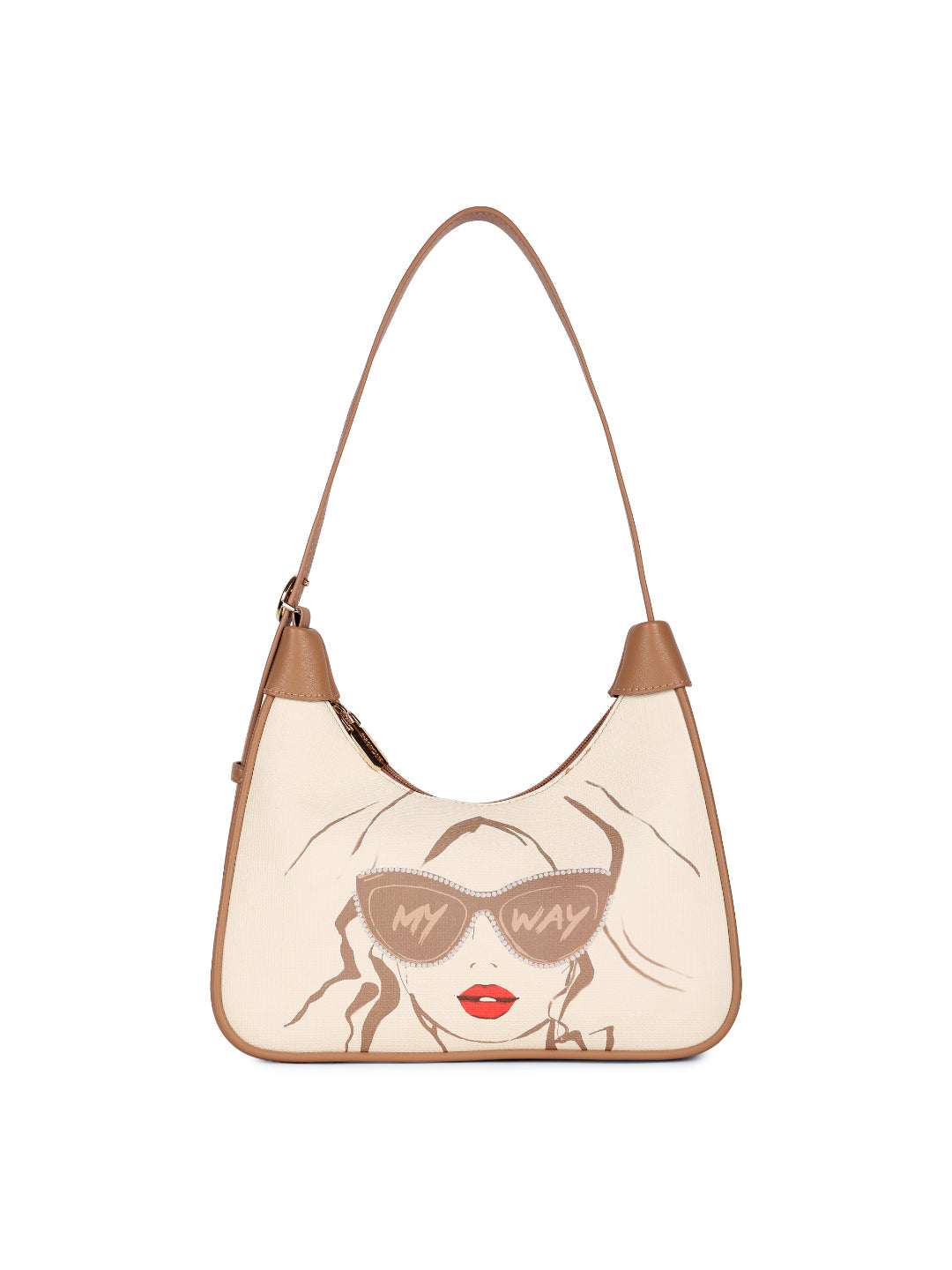 Magnolia Khaki PU Leather Printed One Size Women Shoulder Bag