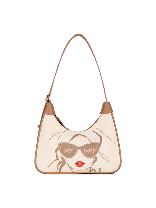 Magnolia Khaki PU Leather Printed One Size Women Shoulder Bag