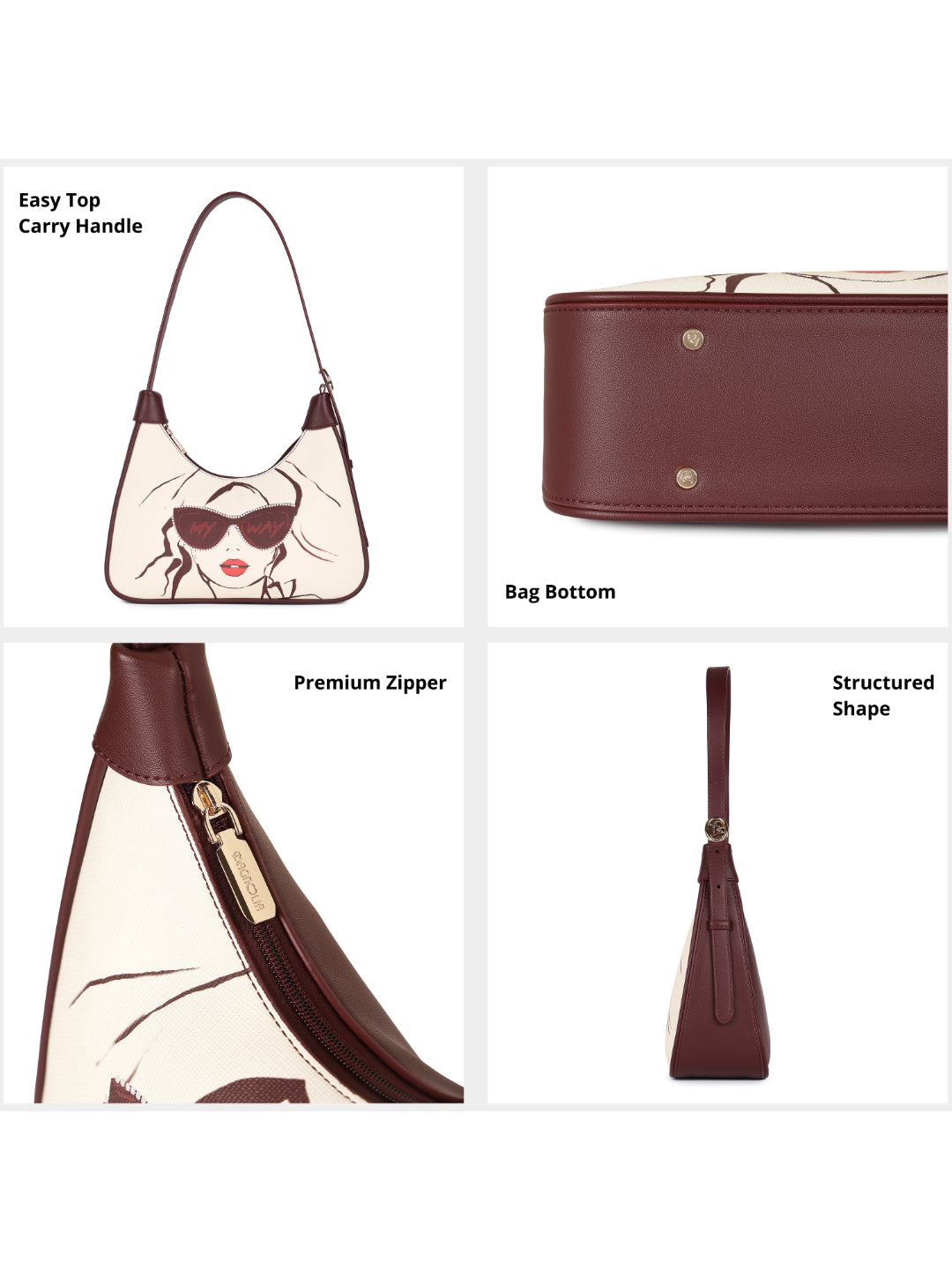 Magnolia Wine red PU Leather Printed One Size Women Shoulder Bag