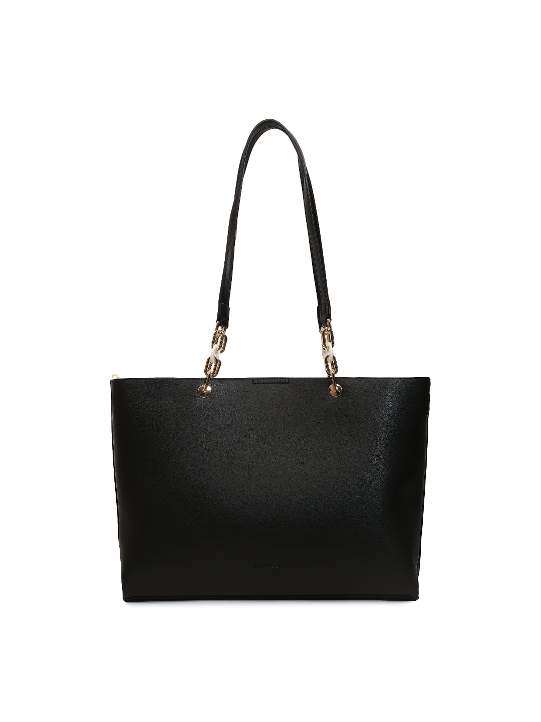 Magnolia Black PU Leather Printed One Size Women Tote