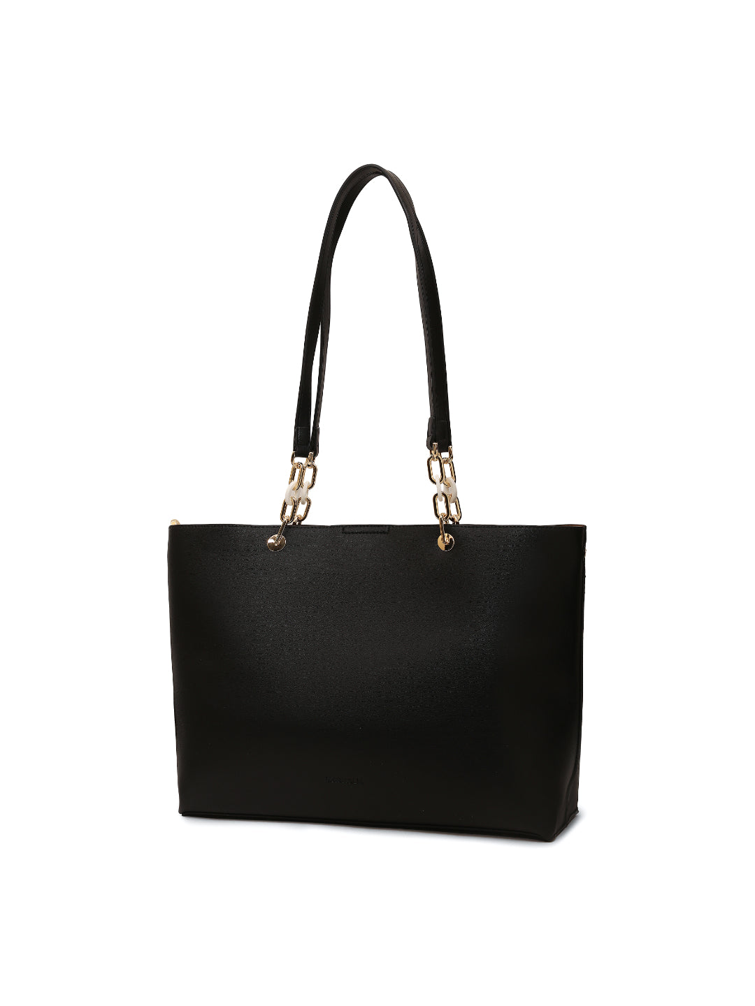 Magnolia Black PU Leather Printed One Size Women Tote
