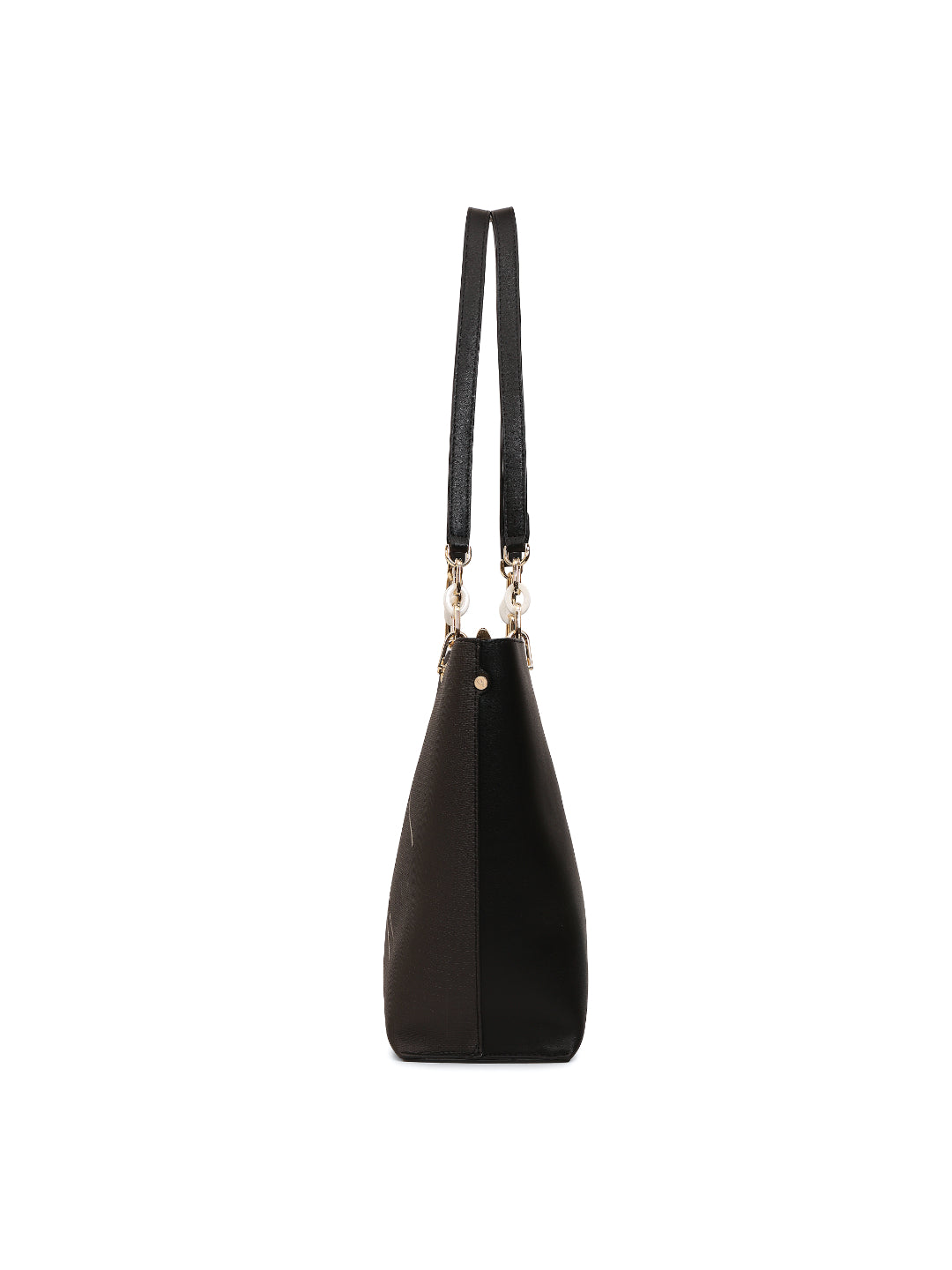 Magnolia Black PU Leather Printed One Size Women Tote